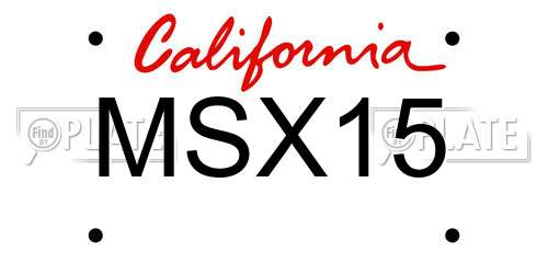 MSX15 California License Plate