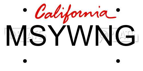 MSYWNG California License Plate