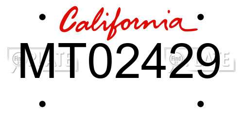 MT02429 California License Plate