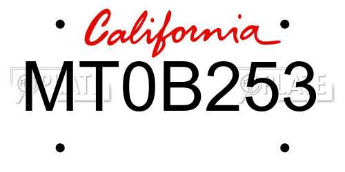 MT0B253 California License Plate