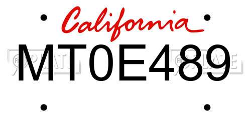 MT0E489 California License Plate