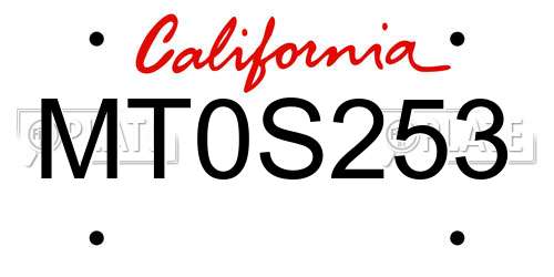 MT0S253 California License Plate