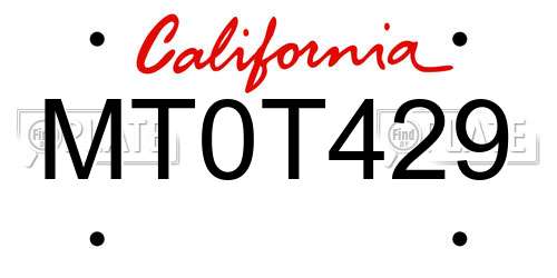 MT0T429 California License Plate