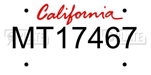 MT17467 California License Plate