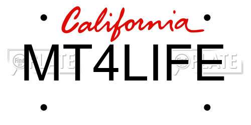 MT4LIFE California License Plate