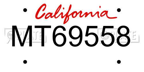 MT69558 California License Plate