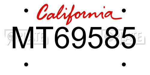 MT69585 California License Plate
