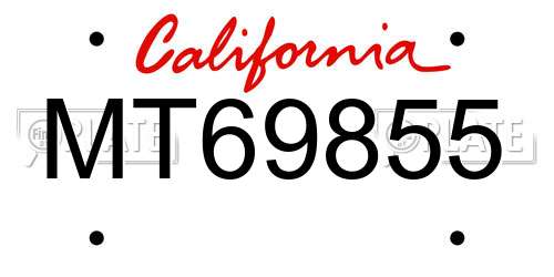 MT69855 California License Plate