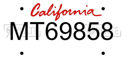 MT69858 California License Plate