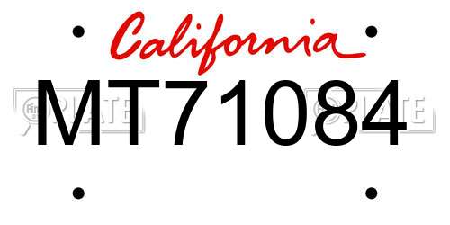 MT71084 California License Plate