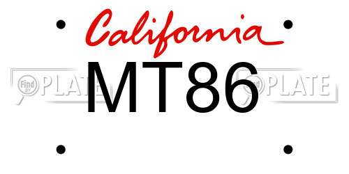 MT86 California License Plate