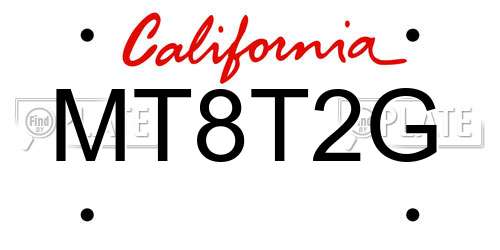 MT8T2G California License Plate