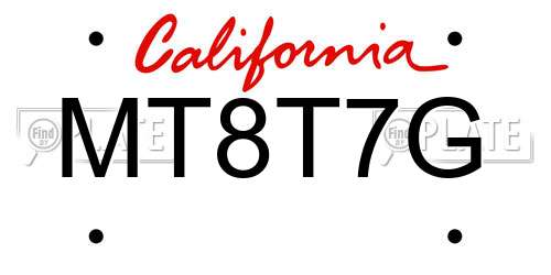 MT8T7G California License Plate
