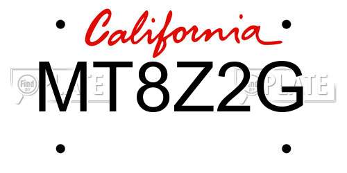 MT8Z2G California License Plate