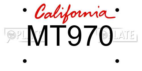 MT970 California License Plate