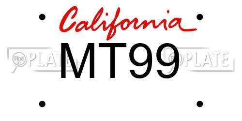 MT99 California License Plate