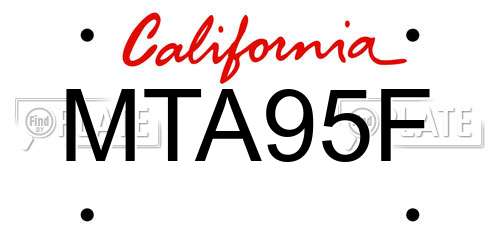 MTA95F California License Plate