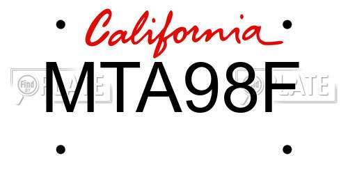 MTA98F California License Plate
