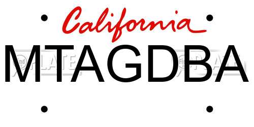 MTAGDBA California License Plate