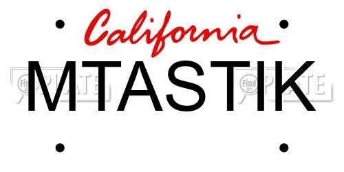 MTASTIK California License Plate