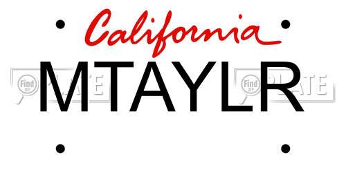 MTAYLR California License Plate