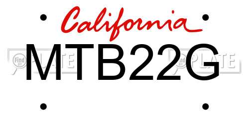 MTB22G California License Plate