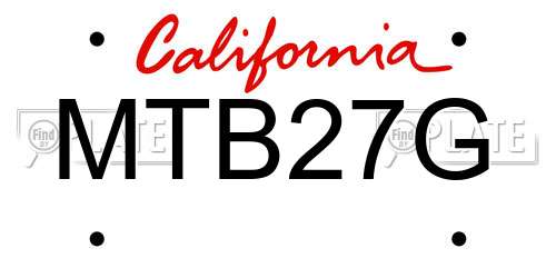 MTB27G California License Plate