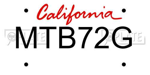 MTB72G California License Plate