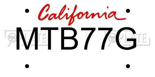 MTB77G California License Plate