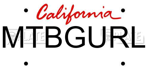 MTBGURL California License Plate
