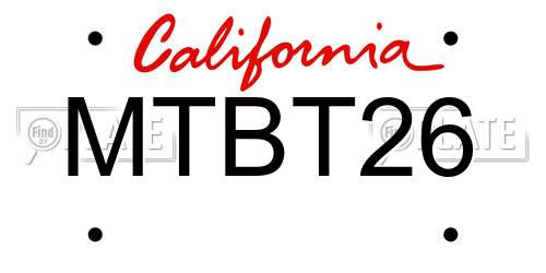 MTBT26 California License Plate
