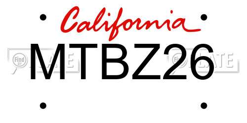 MTBZ26 California License Plate