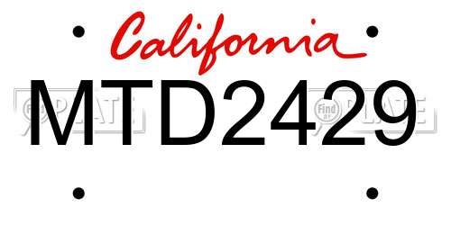 MTD2429 California License Plate