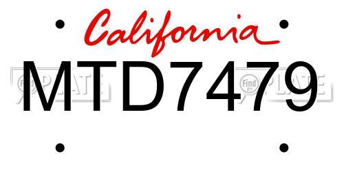 MTD7479 California License Plate