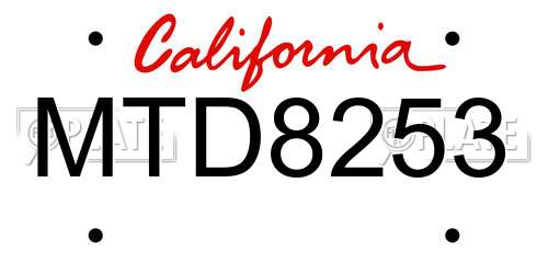 MTD8253 California License Plate