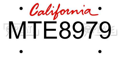 MTE8979 California License Plate