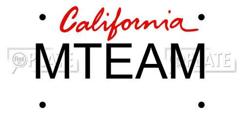 MTEAM California License Plate