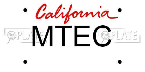 MTEC California License Plate
