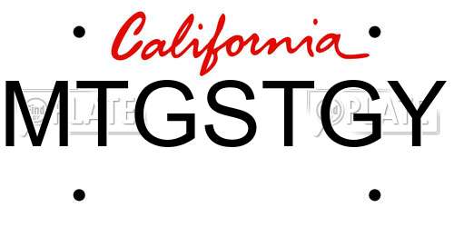MTGSTGY California License Plate