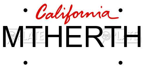 MTHERTH California License Plate