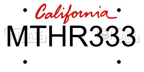 MTHR333 California License Plate