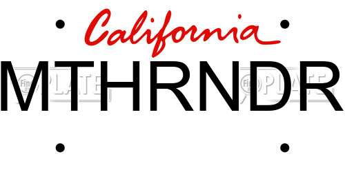 MTHRNDR California License Plate