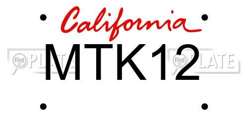 MTK12 California License Plate