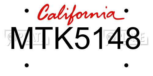 MTK5148 California License Plate
