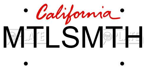MTLSMTH California License Plate