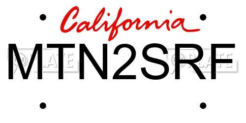 MTN2SRF California License Plate