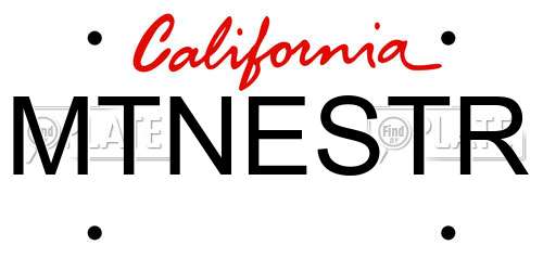 MTNESTR California License Plate