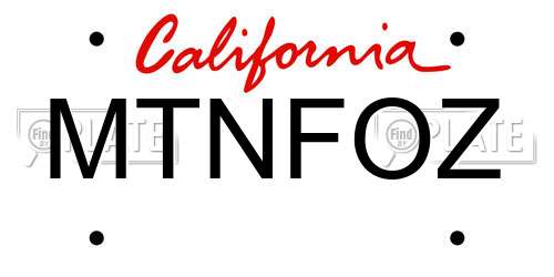 MTNFOZ California License Plate