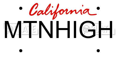 MTNHIGH California License Plate