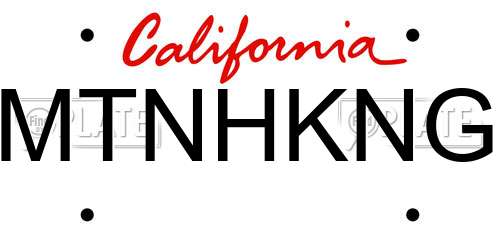 MTNHKNG California License Plate